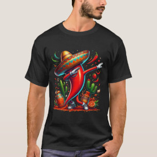 Camiseta Engraçado Chili Dabbing Pepper Quente Sombrero Cin