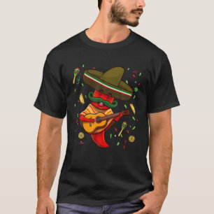 Camiseta Engraçado Chili Mariachi Hot Pepper Sombrero Cinc