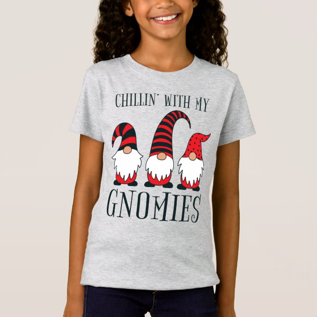 Camiseta Engraçado Chillin' Com Meu Pun De Natal Gnomos | (Frente)