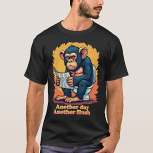 Camiseta Engraçado Chimp Toilet Humor Tee