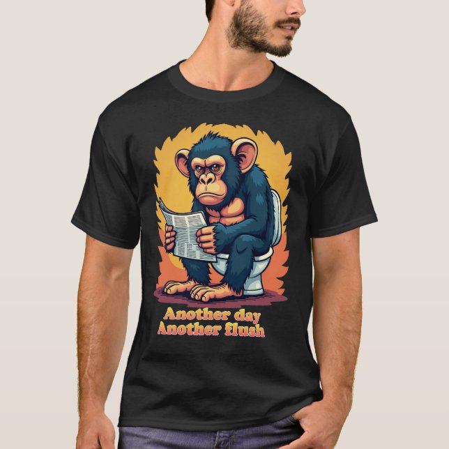 Camiseta Engraçado Chimp Toilet Humor Tee (Frente)