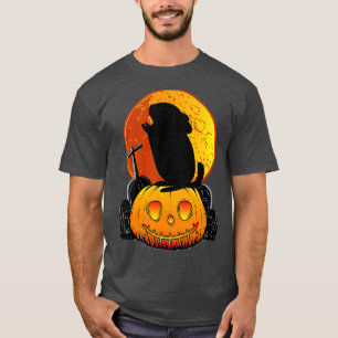 Camiseta Engraçado Chinchilla em Pumpkin Howling em lua