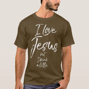 Camiseta Engraçado Christian Cote Eu Amo Jesus Mas Eu Bebo
