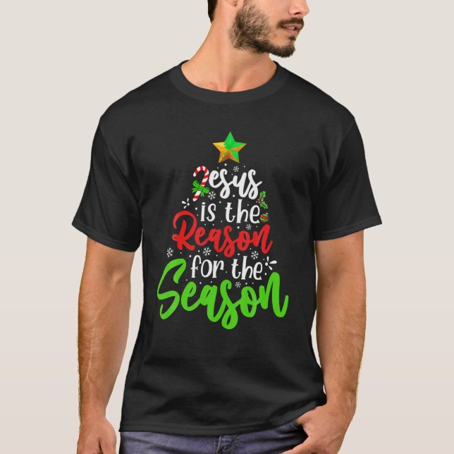Camiseta Engraçado Christian Jesus A Razão do Natal Stocker (Frente)