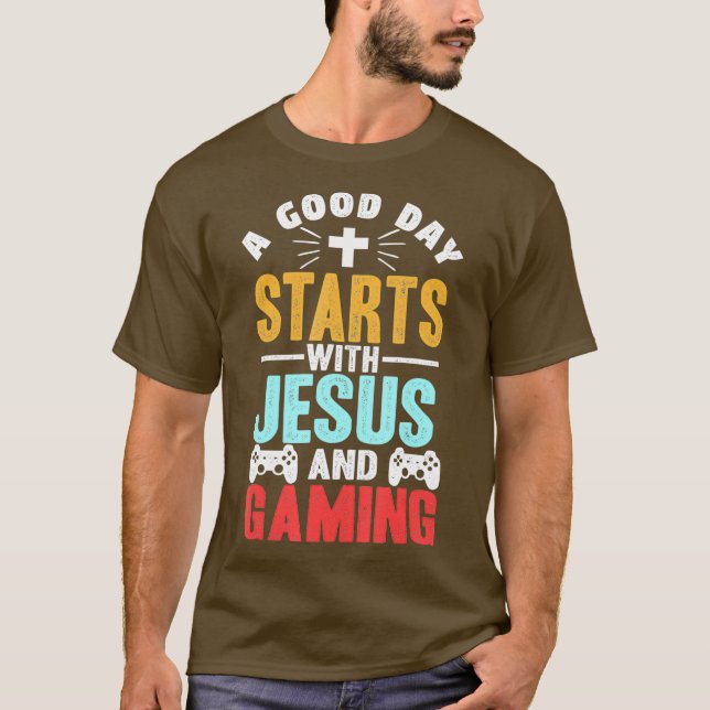 Camiseta Engraçado Christian Jesus Jogo Presente para Crist (Frente)