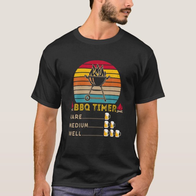 Camiseta Engraçado CHURRASCO Timer Drinker Beer Bebendo Gri (Frente)