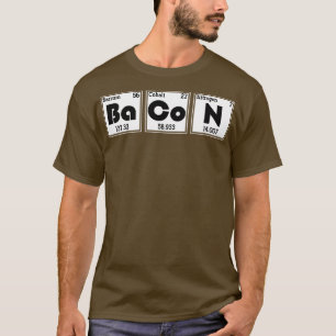 Camiseta Engraçado Ciência Bacon Química Periódica de Mesas