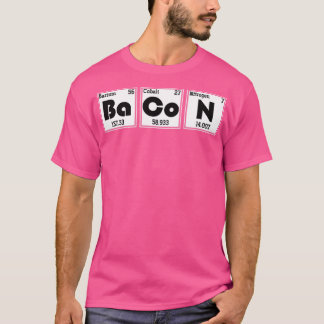 Camiseta Engraçado Ciência Bacon Química Periódica de Mesas