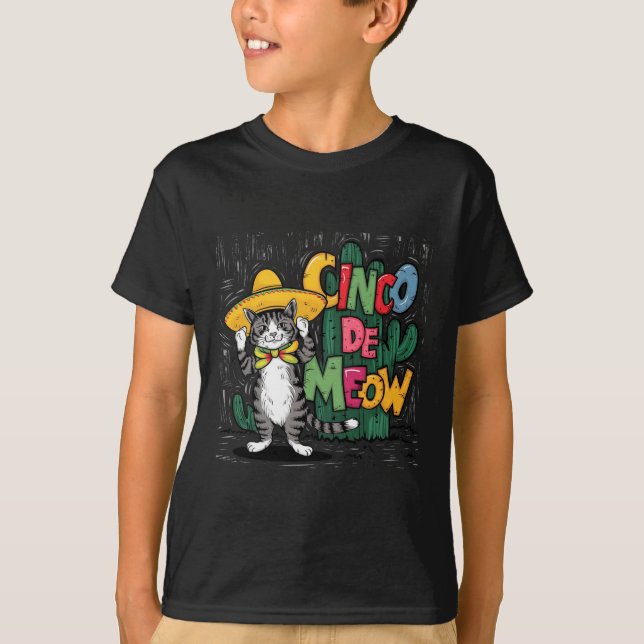 Camiseta Engraçado Cinco De Mayo Cat Sombrero Poncho Mulher (Frente)