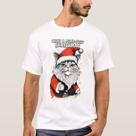 Camiseta Engraçado Citação de Natal Gato de Papais noeis Br