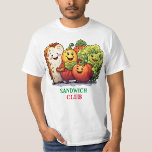 Camiseta Engraçado CLUB SANDWICH com vegetais fofos