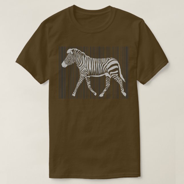 Camiseta Engraçado Código de Barras de Presente Animal Zebr (Frente do Design)