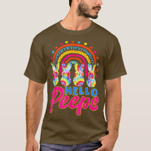 Camiseta Engraçado Coelhinhos do Arco-Íris Olá Páscoa Tie D
