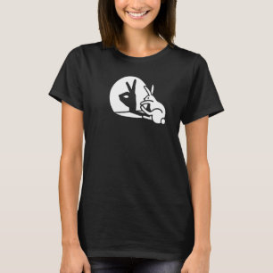 Camiseta Engraçado Coelho com a sombra da projeção de coelh