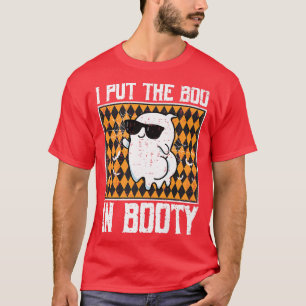 Camiseta Engraçado Colocar O Boo Em Booty Ghost Halloween C