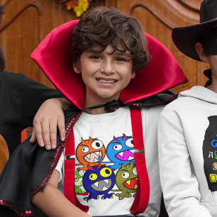 Camiseta Engraçado, Colorida Colorida Amigos do Monstro das