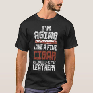 Camiseta Engraçado com Cheio e um pouco de charuto de couro