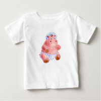 Camiseta Engraçado com Feliz Bebê Hippo