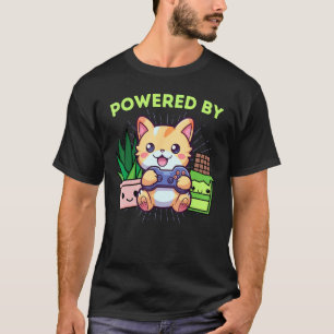 Camiseta Engraçado com Poder de Gamer Gato Plantas & Chocol