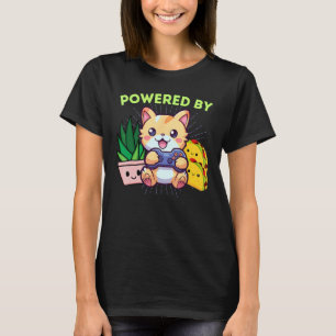 Camiseta Engraçado com Poder de Gatos Plantas e Tacos Jogo