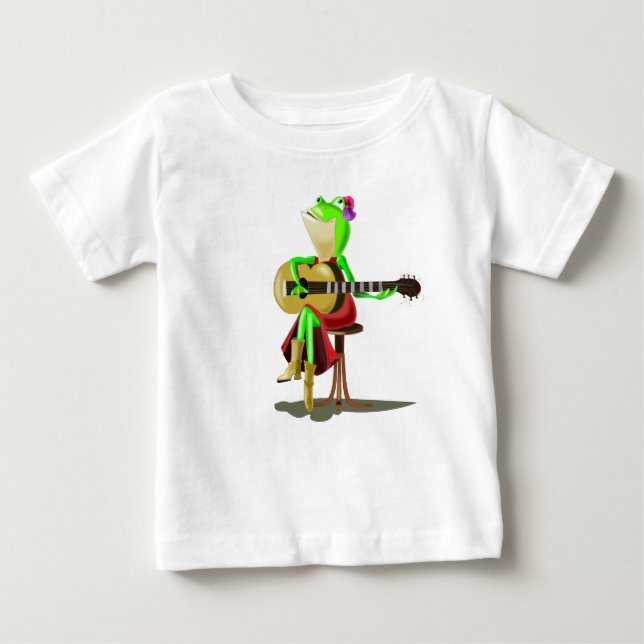 Camiseta Engraçado com Sapo tocando violão (Frente)