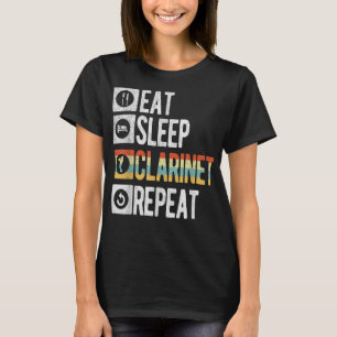 Camiseta Engraçado Coma Dormir Clarinet Repito Músico Re