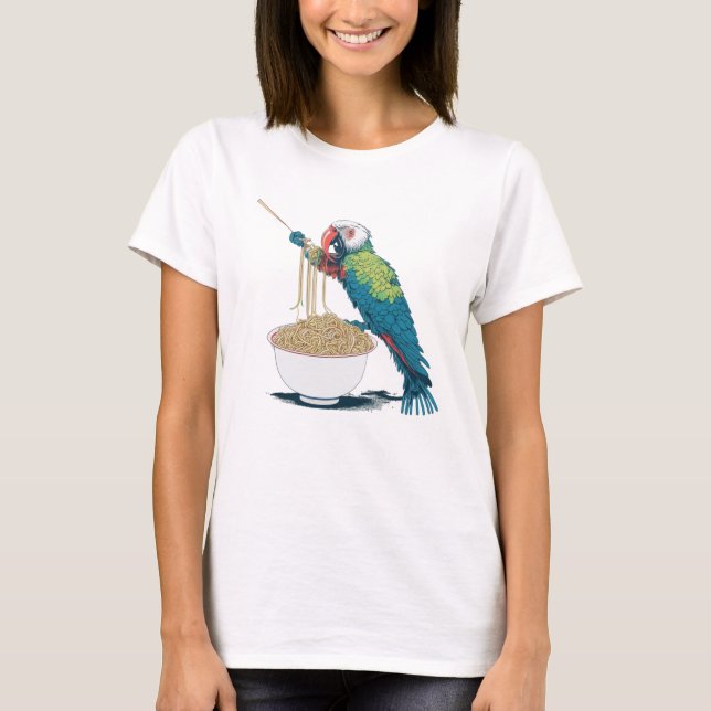Camiseta Engraçado Comendo Ramen Noodles (Frente)