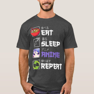 Camiseta Engraçado Comer Anime Repetitivo Anime Japão Manga