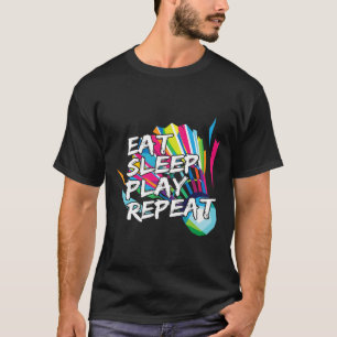 Camiseta Engraçado Comer Dormindo Repetidamente Jogador Pre
