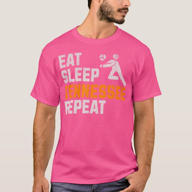 Camiseta Engraçado Comer Dormindo Tennessee Repete Voluntea (Frente)