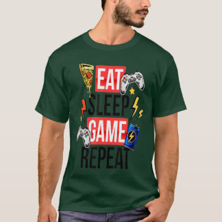 Camiseta Engraçado Comer Dormir Jogo Repetir para Amantes d