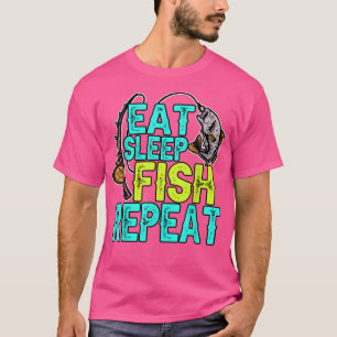 Camiseta Engraçado Comer Dormir Peixe Repetindo Pesca Pesca