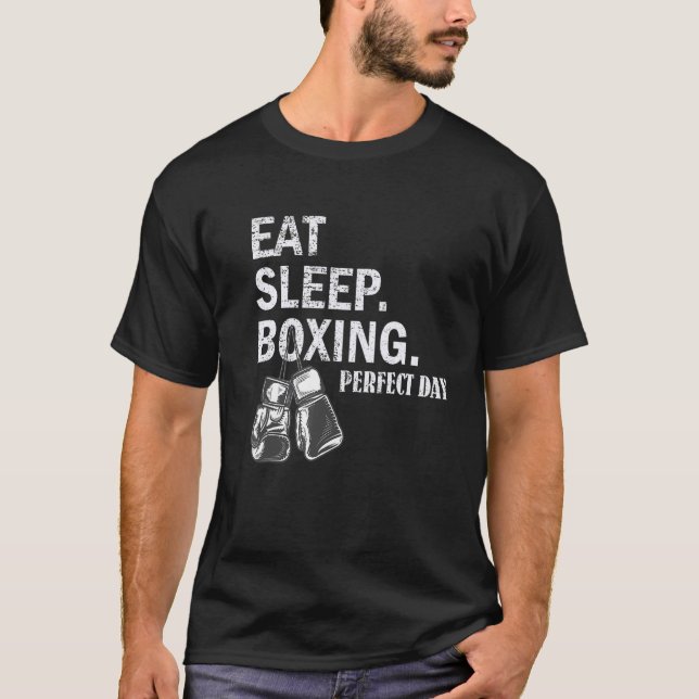 Camiseta Engraçado Comer. Dormir. Repetir. Boxing Lover Per (Frente)