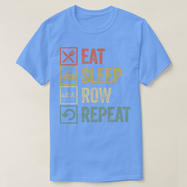 Camiseta Engraçado comer fila de sono repetir retro present (Frente do Design)