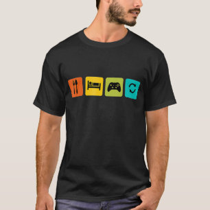Camiseta Engraçado Comer Jogo do Sono Repetir T para Video