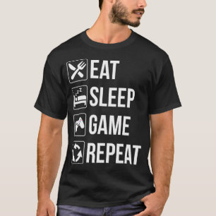 Camiseta Engraçado Comer Jogo do Sono Repetir Teta Para Vid