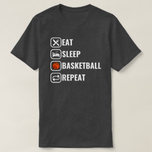 Camiseta Engraçado Comer no Sono Repetir Basquete