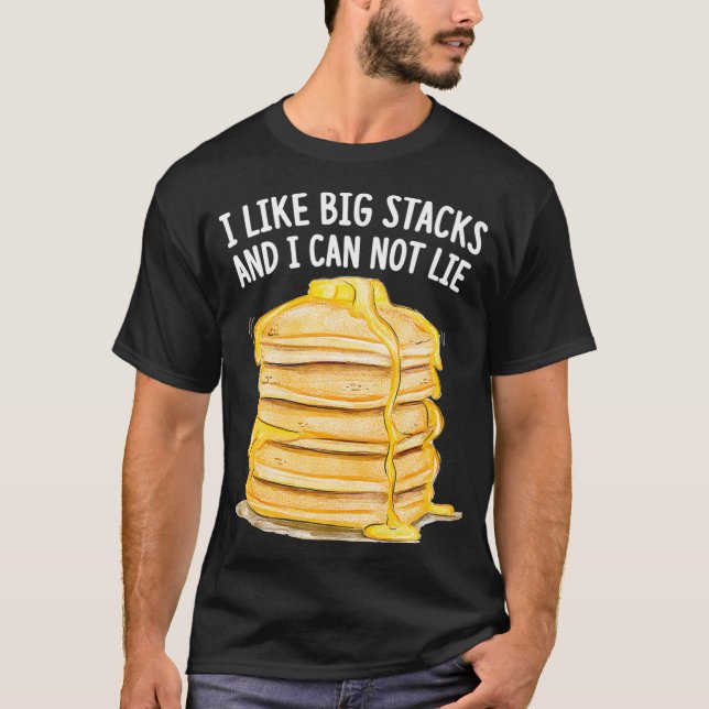 Camiseta Engraçado Comer Pancake Adoro Grandes Pistas E Não (Frente)