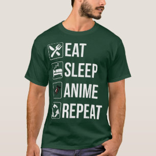 Camiseta Engraçado Comer Sleep Anime Repetir T