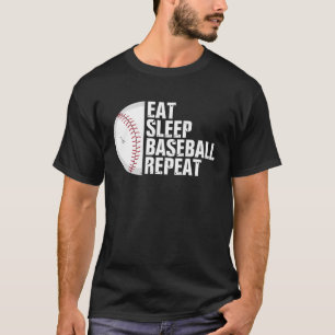 Camiseta Engraçado Comer Sleep Baseball Repete Jogador De B