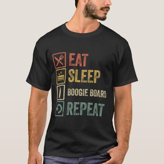 Camiseta Engraçado comer sono Boogie conselho repetir retro (Frente)