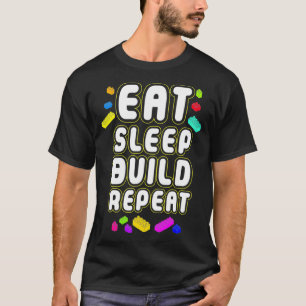 Camiseta Engraçado Comer Sono Construir Homens Presentes Mu