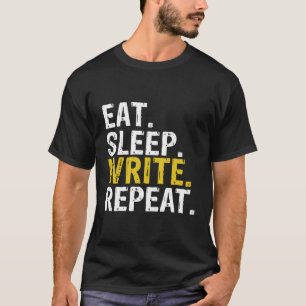 Camiseta Engraçado Comer Sono Escrever Repetidamente Presen