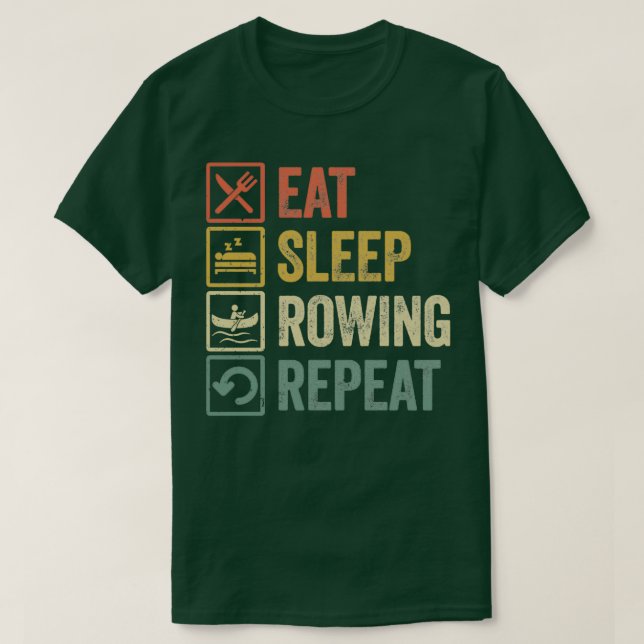 Camiseta Engraçado comer sono remando retro dom retro prese (Frente do Design)