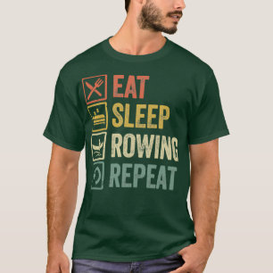 Camiseta Engraçado comer sono remando retro dom retro prese
