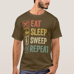Camiseta Engraçado comer sono repetir retro presente