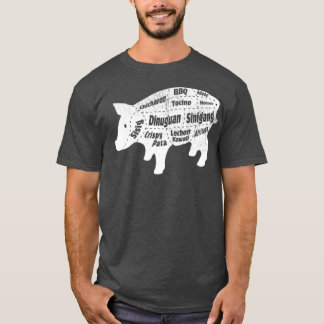 Camiseta Engraçado Comida Filipino Porco Pork Peças para Po