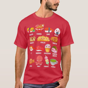 Camiseta Engraçado Comida japonês Fan Kawaii Ramen Sushi J