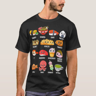 Camiseta Engraçado Comida japonês Fan Kawaii Ramen Sushi J