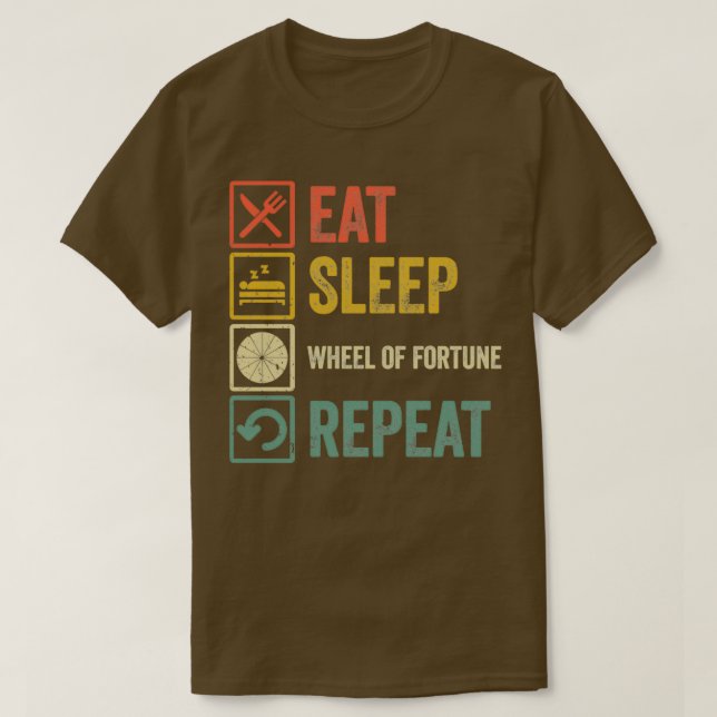 Camiseta Engraçado como dorme Roda de Fortune repetir a vol (Frente do Design)